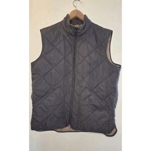 J. Crew Walker Vest Mens Medium Full Zip Quilted Puffer Pockets Green